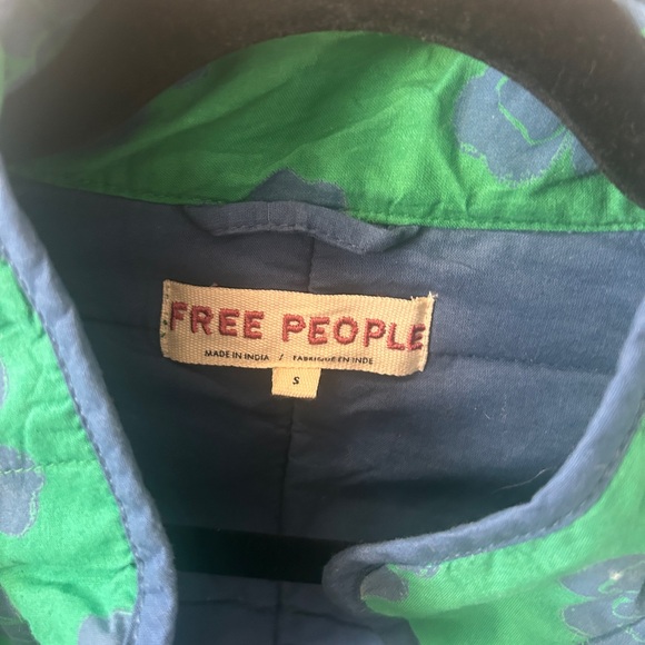 Free People Green and Blue Quilted Cotton cropped jacket - Picture 2 of 3